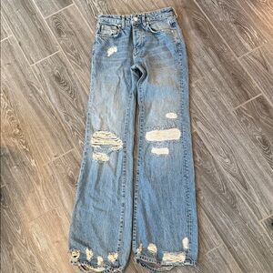 We The Free Light denim Distressed Flare Jeans size 24 EUC